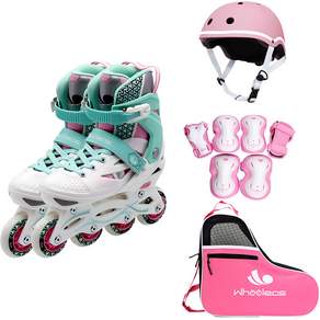 wheelers Smart 4 Inline Skate 組合套組, 粉紅色+薄荷綠