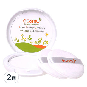ecomu 粉餅型痱子粉, 20g, 2個