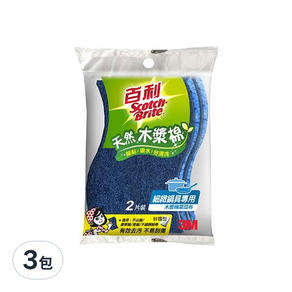 3M Scotch-Brite 百利 天然木漿棉菜瓜布 細緻鍋具用, 2片, 3包