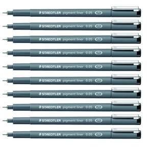 STAEDTLER Pigment liner 308系列防乾耐水代針筆 0.05mm, 黑色, 10片