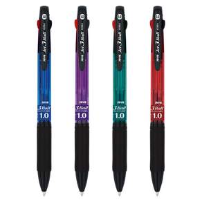JAVAPEN 3色原子筆 1.0mm, 藍色，紫色，紅色，薄荷, 4件