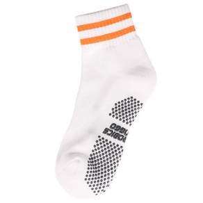 線條氣墊中筒襪, 白色+橘色