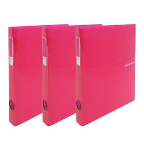 Eco Chungwoon 彩色半透明D型3孔活頁夾 3cm, 粉紅色, 3入