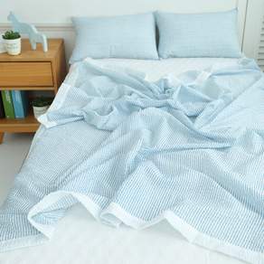 Bassum 條紋夏季毛毯, 藍色
