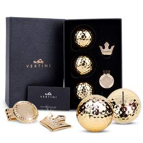 VERTINI 金冠球標+夾子+高爾夫球3球套組, 金子, 1套