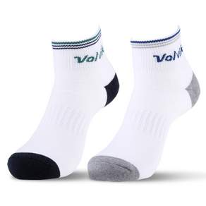 Volvik 富維克 男款運動高爾夫球襪 2入, 白+綠、白+藍