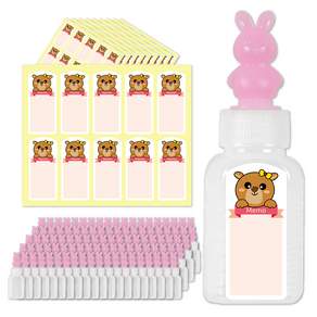泰迪熊防水貼紙+兔子/小熊(隨機)小瓶組 20ml, 100入