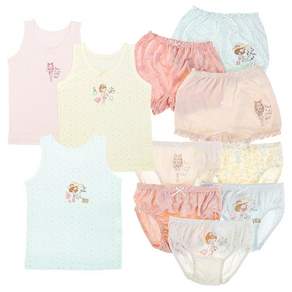 MRKIDS 女孩童少女印花背心 3入+平口內褲 3入+三角內褲 5入