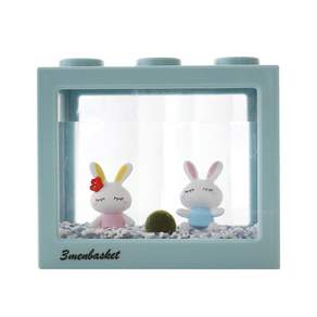 3men basket 塊魚缸粉彩兔 DIY 套組，用於飼養馬里莫, 魚缸（復古藍）、粉兔（粉色、藍色）