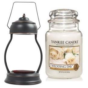 YANKEE CANDLE 造型融燭燈+香氛蠟燭 L號+燈泡 2入, 取暖器（古色古香的黑色），蠟燭（婚禮當天）