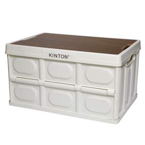 KINTON 露營折疊收納箱 L號 57L+桌板, 雙面柚木 (MKI9)