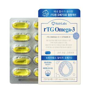 NutriLabs rTG Omega 3魚油軟膠囊, 60顆, 1盒