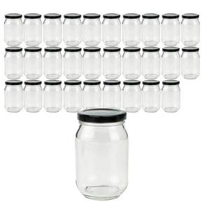 Glass Storage Jam Jar 高型黑色 H 380g, 48入