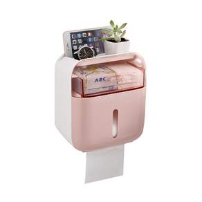 超無孔多用途衛生紙盒, 1個, 粉色的