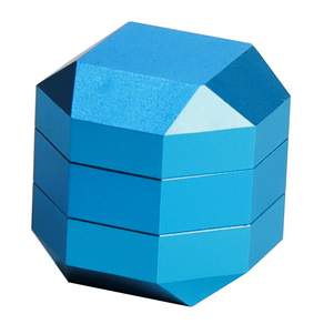 時尚立方體八角三重結構粉筆盒, 藍色