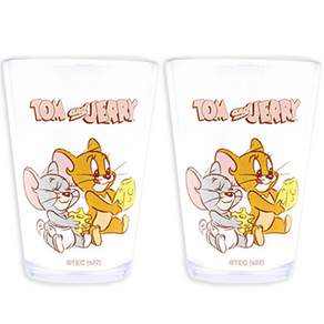 Tom and Jerry系列Jerry and Tuffy圖案透明杯 S 280ml, 2個, 混色