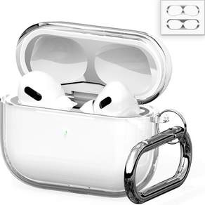 NUART AirPods 第1/2代TPU透明果凍保護套+金屬防塵貼紙 隨機出貨, AirPods Pro 2, 透明（案例），隨機發貨（貼紙）