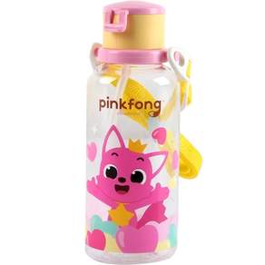 IZOUM Baby Pinkfong Picnic 肩帶吸管水瓶 380ml + 補充裝吸管套組, 混合顏色