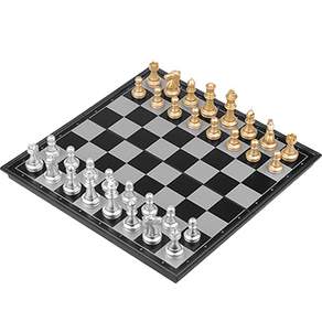 便攜式迷你國際象棋套裝 25 厘米, 銀+金