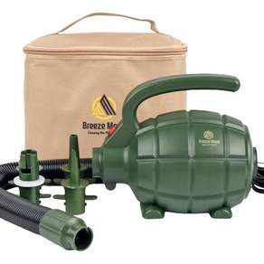 Breezmoon 手榴彈露營電動打氣筒便攜式管式帳篷墊打氣筒+收納袋套裝, 橄欖綠