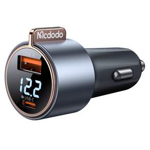 Mcdodo 麥多多 75W 顯示器 2 連接埠汽車快速充電器 C 型 USB-A 型, CC-3690, 黑色
