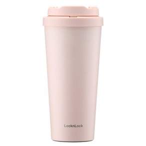 LocknLock 樂扣樂扣 韓風簡約彈跳不鏽鋼咖啡杯, 550ml, 1個, 淡粉色