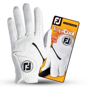 [Footjoy] 2023 Tropicool 男士合成高爾夫手套, 白色, 1個