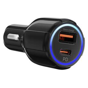 DEVERS 高速充電54W高通3.0雙口USB C型車用點煙器多功能充電器, SY-681, 黑色