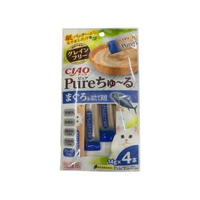 CIAO Pure啾嚕肉泥, CI-SC-322, 鮪魚+干貝, 14g, 4入, 1包