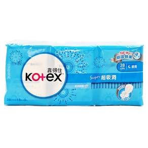 Kotex 靠得住 超吸洞衛生棉 夜用超薄 3包, 28cm, 39片, 1組