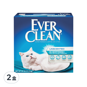 EVER CLEAN 藍鑽 雙重活性碳低過敏結塊超凝結貓砂 25lb, 11.3kg, 2盒