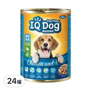 IQ Dog 聰明狗 狗罐頭, 雞肉米口味, 400g, 24罐