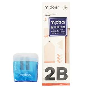 mideer 兒童專用三角鉛筆組 2B 附削鉛筆盒, 顏色隨機, 1組