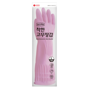e.Life 橡膠手套, L(39*22cm), 粉色, 3雙