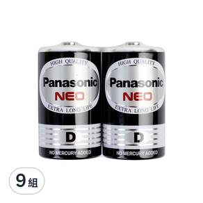 Panasonic 國際牌 錳乾電池 1號 黑色, 2顆, 9組