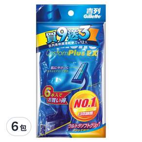 Gillette 吉列 長柄潤滑輕便刀 日本包裝, 12入, 6包