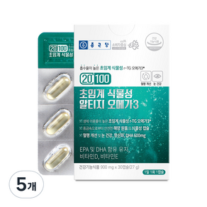 Chong Kun Dang 鍾根堂 超臨界rTG Omega-3植物性膠囊, 30顆, 5個