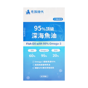 PetsTimes 毛孩時代 95%頂級深海魚油 30顆入, 1盒