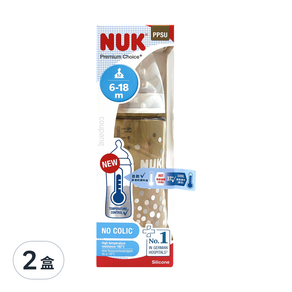 NUK 寬口徑PPSU感溫奶瓶 2號 一般型 6個月以上 M, 款式隨機, 300ml, 2盒