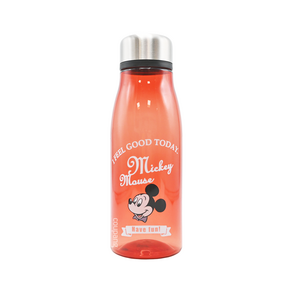 Skater Disney 米奇系列 塑膠水壺 附濾茶網, 紅 透明 頭像, 500ml, 1個