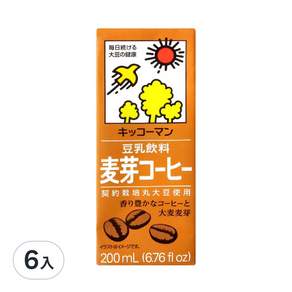 KIKKOMAN 龜甲萬 豆乳 麥芽咖啡風味, 200ml, 6入