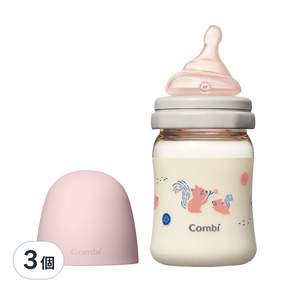 Combi 康貝 真實含乳寬口PPSU奶瓶 0歲以上, 粉色, 160ml, 3個