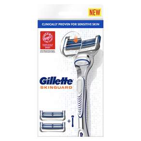 Gillette 吉列 Skinguard紳適系列 刮鬍刀 刀架*1+刀頭*2, 1盒