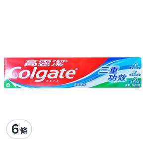 Colgate 高露潔 三重功效 含氟牙膏 清涼薄荷, 160g, 6條
