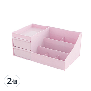 FAmILyLIFE 生活 簡約風抽屜式化妝品收納盒 A-048, 粉色, 2個