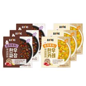 Elbeans One Meal Quick My Child 韓國牛肉 Jjajang 3p + 韓國牛肉咖哩 3p 套組, 1組, 炸醬口味+咖哩口味