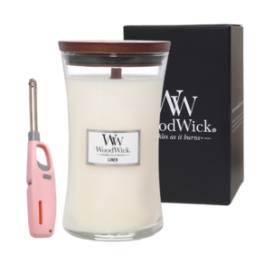 WoodWick 大型套組 香氛蠟燭+紙袋+蠟燭點火槍 顏色隨機, Linen, 609.5g, 1組