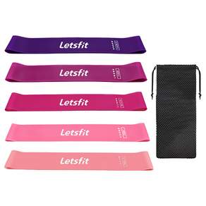 Letsfit 健身彈力帶 5入, 紅色系列