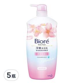 Biore 蜜妮 淨嫩沐浴乳 水采保濕型 浪漫櫻花香, 1kg, 5瓶