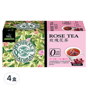 AWAStea 阿華師 零咖啡因玫瑰花茶, 2g, 18包, 4盒